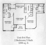 Two Bedrooms, Two Bathrooms 1058 Square Feet