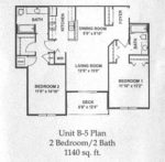 Two Bedrooms, Two Bathrooms 1140 Square Feet