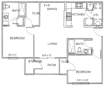 Two Bedroom 865 Square Feet