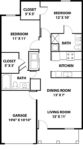 Two Bedroom, Two Bath 888 Square Feet
