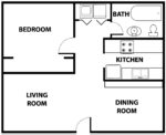 One Bedroom, One Bath 733 Square Feet