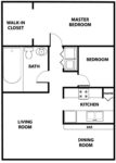 Two Bedroom, One Bath 963 Square Feet
