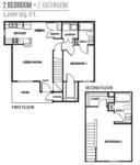 Two Bedroom, Two Bath 1099 Square Feet