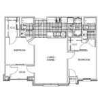 Two Bedroom, Two Bath 901 Square Feet