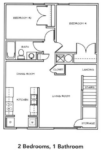 Two Bedroom, One Bath 850 Square Feet