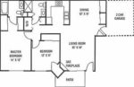 Two Bedroom, Two Bathrooms 1102 Square Feet