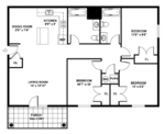 Three Bedrooms, Two Bathrooms 960 Square Feet