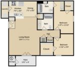 Two Bedroom, Two Bath 1093 Square Feet