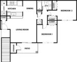 Two Bedrooms, One Bathroom 884 Square Feet