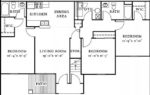 Three Bedrooms, Two Bathrooms 1200 Square Feet