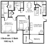 Two Bedrooms, Two Bathrooms 1082 Square Feet