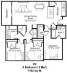 Three Bedrooms, Two Bathrooms 1182 Square Feet