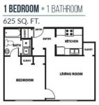 1 Bedroom 1 Bath 625 Square Feet