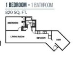 1 Bedroom 1 Bath 820 Square Feet