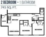 2 Bedroom 1 Bath 745 Square Feet