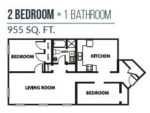 2 Bedroom 1 Bath 955 Square Feet