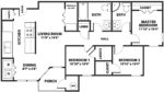 Three Bedrooms, Two Bathrooms 992 Square Feet