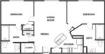 Two Bedrooms, Two Bathrooms 950 Square Feet