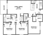 Three Bedrooms, Two Bathrooms 1182 Square Feet