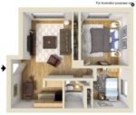 Two Bedrooms, One Bathroom 862 Square Feet