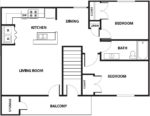 Two Bedrooms, One Bathroom 1100 Square Feet