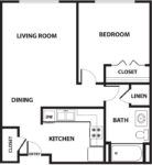 One Bedroom, One Bathroom 575 Square Feet