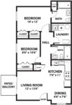 Two Bedrooms, Two Bathrooms 1093 Square Feet