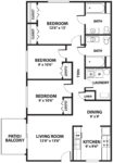 Three Bedrooms, Two Bathrooms 1048 Square Feet