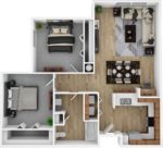 Two Bedroom, One Bath 834 Square Feet