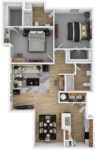 Two Bedroom, Two Bath 1027 Square Feet