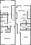 Two Bedrooms, One and a Half Bathrooms 1212 Square Feet