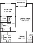One Bedroom, One Bathrooms 700 Square Feet