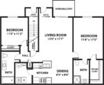 Two Bedrooms, Two Bathrooms 1059 Square Feet