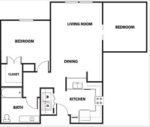  Two Bedroom, One Bath 792 Square Feet