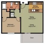 One Bedrooms, One Bathroom 950 Square Feet
