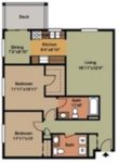 Two Bedrooms, Two Bathroom 1000 Square Feet