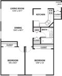 Two Bedrooms, One Bathroom 959 Square Feet