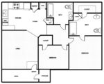 Two Bedroom, Two Bath 935 Square Feet