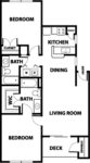 Two Bedroom, Two Bath 968 Square Feet