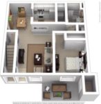 Two Bedrooms, One Bathroom 951 Square Feet