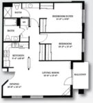 Two Bedrooms, Two Bathrooms 1030 Square Feet