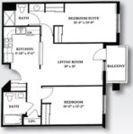 Two Bedrooms, Two Bathrooms 894 Square Feet