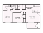 Two Bedrooms, One Bathroom 840 Square Feet