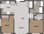 Two Bedrooms, One Bathroom 999 Square Feet