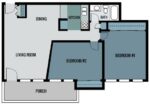 Two Bedrooms, One Bathroom 850 Square Feet