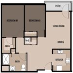 Two Bedrooms, One Bathroom 900 Square Feet