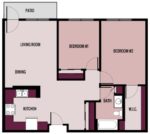 Two Bedrooms, One Bathroom 955 Square Feet