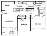 Two Bedroom, One Bath 949 Square Feet